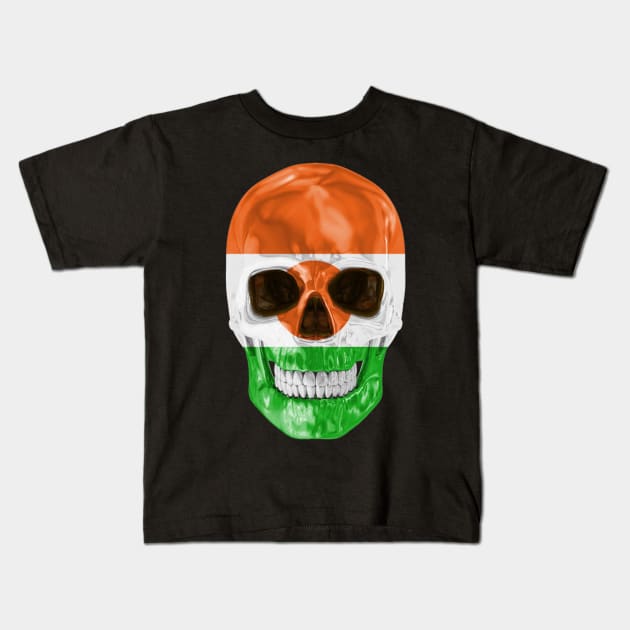 Niger Flag Skull - Gift for Nigerien With Roots From Niger Kids T-Shirt by Country Flags